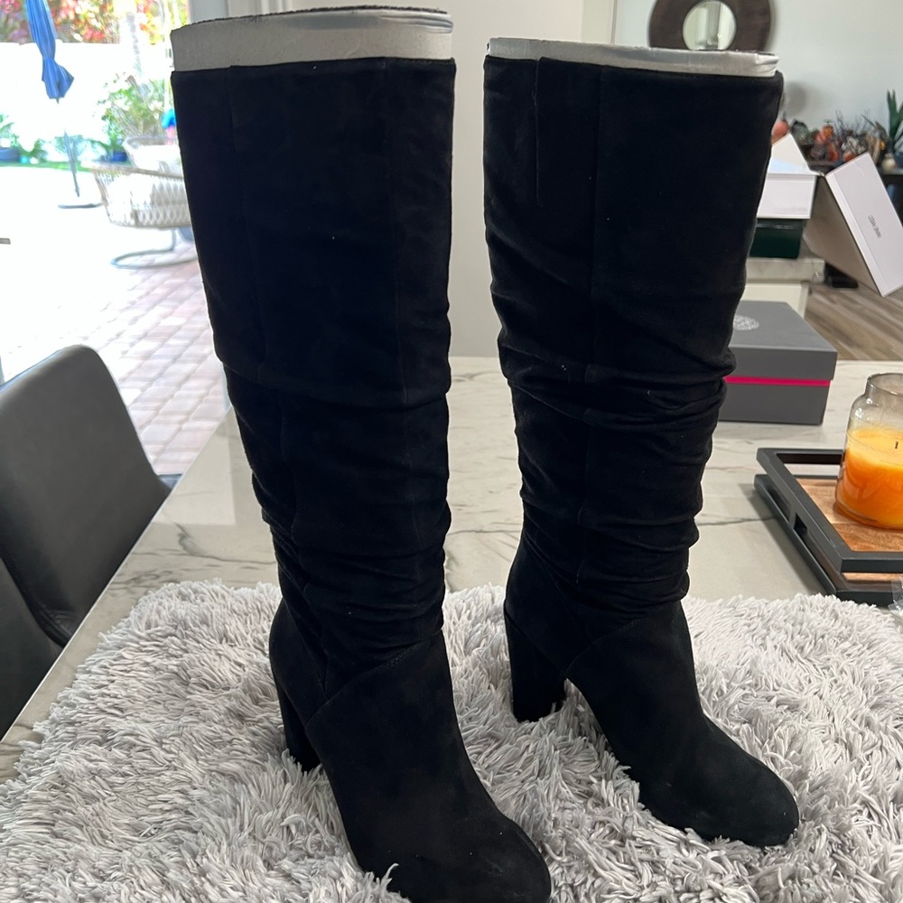 Black suede boots